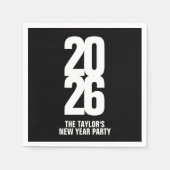 Neujahrsveranstaltung 2026: Schwarzweiß-Servietten Serviette (Vorderseite)