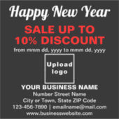 Neujahrsverkauf auf dem Schwarzen Vinyl-Sticker Aufkleber (Vorderseite)