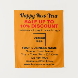 Neujahrsverkauf auf orangefarbenen Tapisserien Wandteppich