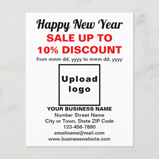 Neujahrsverkauf im Geschäft mit weißem Flyer (Vorne)