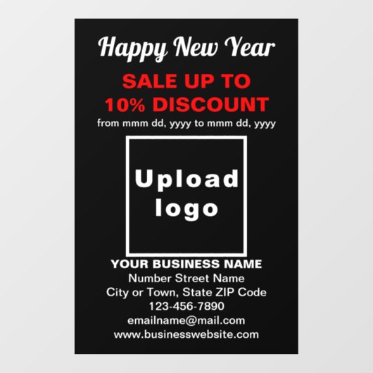 Neujahrsverkauf im Schwarzen Fenster Fensteraufkleber (Blatt)