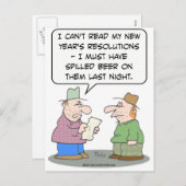 Neujahrsvorsätze Bier verschüttet Feiertagspostkarte (Vorne/Hinten)