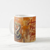 Neujahrswunsch für die Liebe 2025 Holzschlange Kaffeetasse (Vorderseite Links)