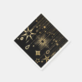 Neujahrswünsche schwarze und goldene Sterne Serviette (Ecke)