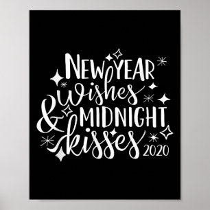 Neujahrswünsche und Mitternachtsküsse Frohes Neues Poster