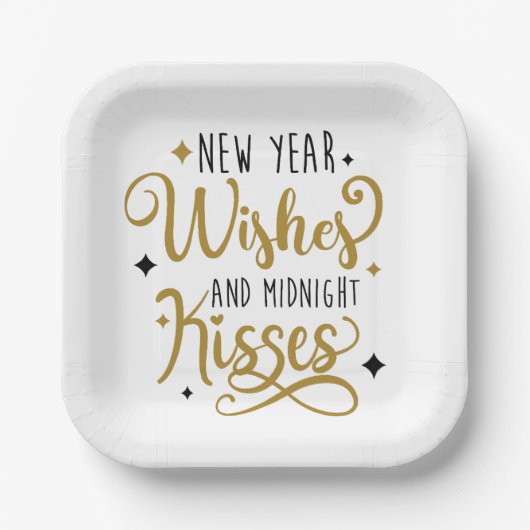 Neujahrswünsche und Mitternachtsküsse Pappteller (Vorderseite)