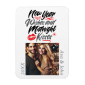 Neujahrswünsche und Mitternachtsküsse-Skript-Foto Magnet (Vertikal)