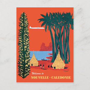 Neukaledonien, Dorf an der Küste, Vintag Postkarte