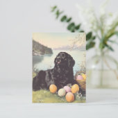 Neulandhund Vintag Ostern Postkarte (Stehend Vorderseite)