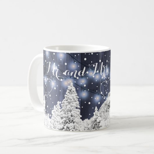 Neulich rustikale Winter mit Monogramm Marine weiß Kaffeetasse (Vorderseite Links)