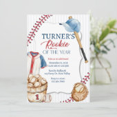 Neuling des Jahres, Baseball-Geburtstag, Eins  Einladung (Stehend Vorderseite)