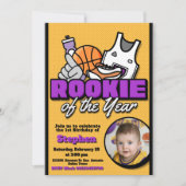Neuling des Jahres - Basketball mit Foto Einladung (Vorderseite)