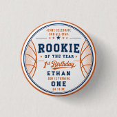 Neuling des Jahres Basketball-Ticket 1. Geburtstag Button (Vorderseite)