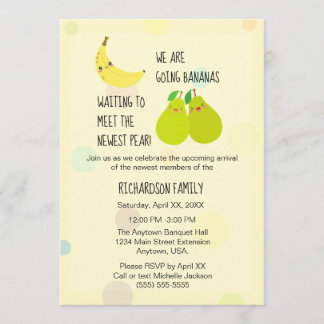 Neulinge Pear Gender Neutral Twins Baby Dusche Einladung