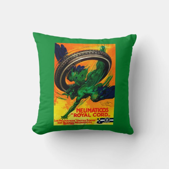 Neumaticos königliche Schnur Vintages PosterEurope Kissen (Vorderseite)