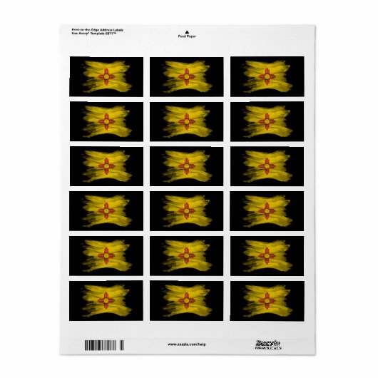 Neumexikanischer Staatsfahne, Pinselstrich, New Me Adressaufkleber (Vorne)