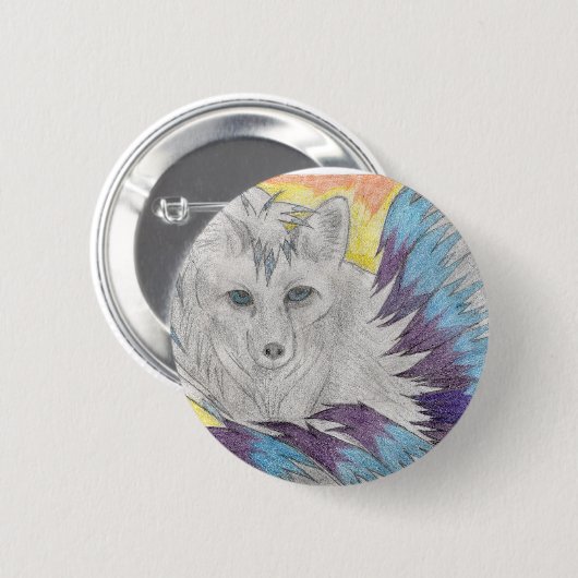 Neun angebundener Fuchs - Fantasiezeichnen Button (Vorne & Hinten)