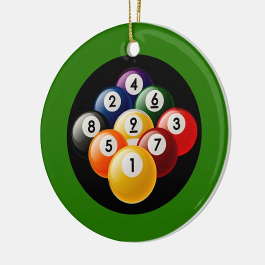 NEUN BALL-BILLARD-GESTELL KERAMIKORNAMENT (Links)