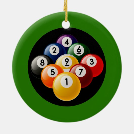 NEUN BALL-BILLARD-GESTELL KERAMIKORNAMENT (Hinten)