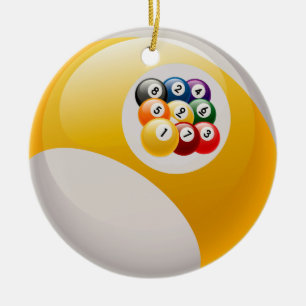 NEUN BALL-GESTELL-BILLARD-BALL-VERZIERUNG KERAMIK ORNAMENT