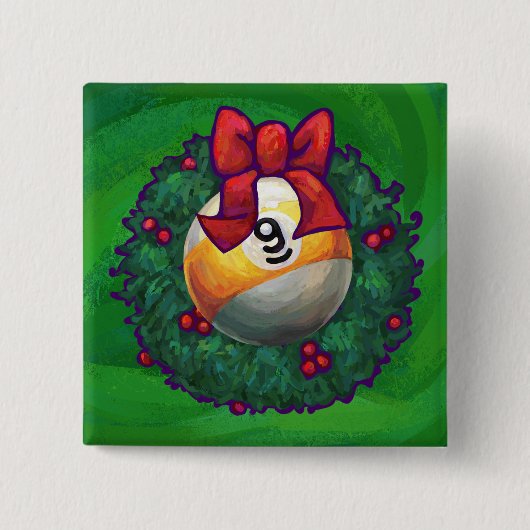 Neun Ball im Kraut auf Grün Button (Vorderseite)