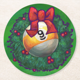 Neun Ball im Kraut auf Grün Runder Pappuntersetzer