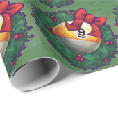 Neun Ball im Krautmuster auf Grün Geschenkpapier (Rolleneckpunkt)