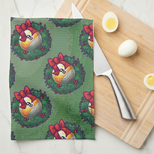 Neun Ball im Krautmuster auf Grün Geschirrtuch (Viertel Falte)