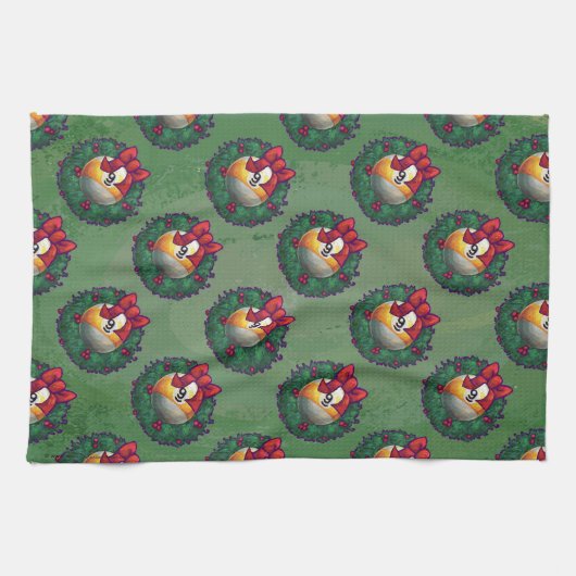 Neun Ball im Krautmuster auf Grün Geschirrtuch (Horizontal)