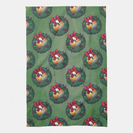 Neun Ball im Krautmuster auf Grün Geschirrtuch (Vertikal)