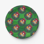 Neun Ball im Krautmuster auf Grün Pappteller (Vorderseite)