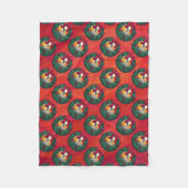 Neun Ball in Weihnachts-Kraut-Muster auf Rot Fleecedecke (Vorderseite)