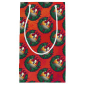 Neun Ball in Weihnachts-Kraut-Muster auf Rot Kleine Geschenktüte (Vorderseite)