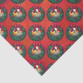 Neun Ball in Weihnachts-Kraut-Muster auf Rot Seidenpapier (Ausschnitt)