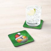 Neun Ball in Weihnachtsmannmütze über Grün Getränkeuntersetzer (Rechte Seite)