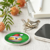 Neun Ball in Weihnachtsmannmütze über Grün Schlüsselanhänger (Seite)