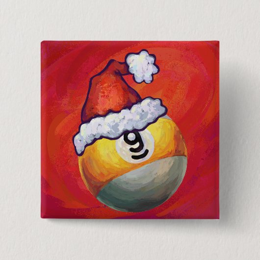 Neun Ball in Weihnachtsmannmütze über Rot Button (Vorderseite)