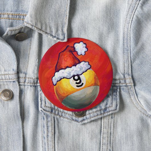 Neun Ball in Weihnachtsmannmütze über Rot Button (Beispiel)