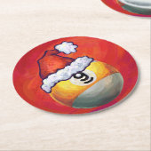 Neun Ball in Weihnachtsmannmütze über Rot Runder Pappuntersetzer (Angewinkelt)