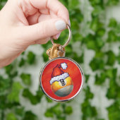 Neun Ball in Weihnachtsmannmütze über Rot Schlüsselanhänger (Hand)