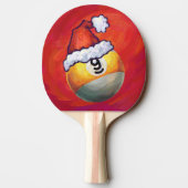 Neun Ball in Weihnachtsmannmütze über Rot Tischtennis Schläger (Rückseite)