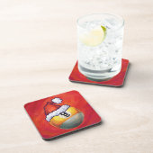 Neun Ball in Weihnachtsmannmütze über Rot Untersetzer (Rechte Seite)