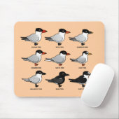 Neun Birdorable Seeschwalben (beschriftet) Mousepad (Mit Mouse)