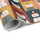 Neun bunte Schneemänner Feiertagsmuster Geschenkpapier (Rolleneckpunkt)