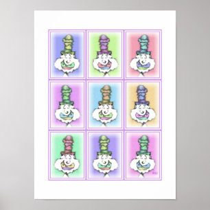 Neun Clowns mit hohen Hüten: Poster