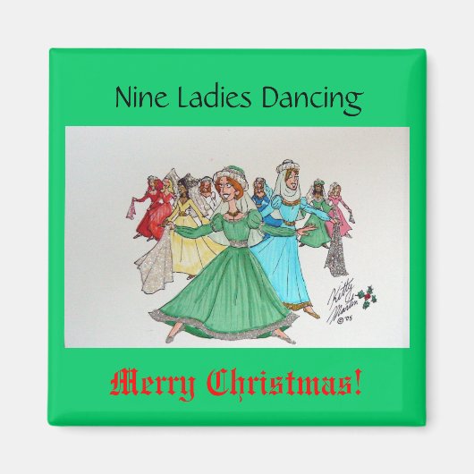 Neun Damen tanzen Magnet (Vorne)