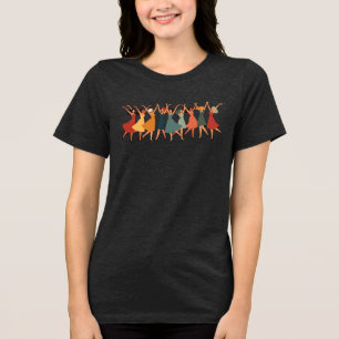 Neun Damen tanzen Mid-Century Retro Cut-Out 3 Tri-Blend Shirt