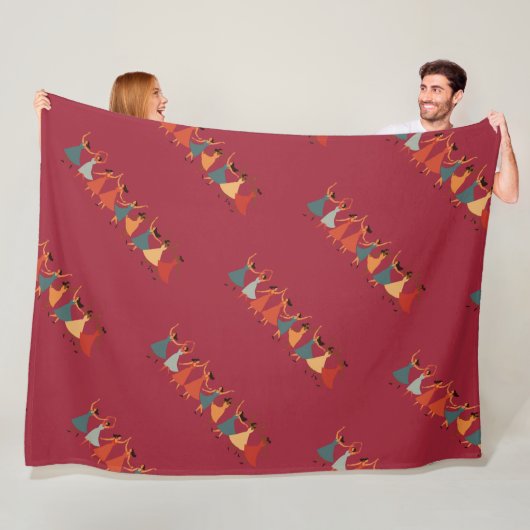 Neun Damen tanzen Mitte des Jahrhunderts Retro-Sch Fleecedecke (Beispiel)