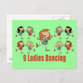 Neun Damen tanzen Postkarten (Vorne/Hinten)