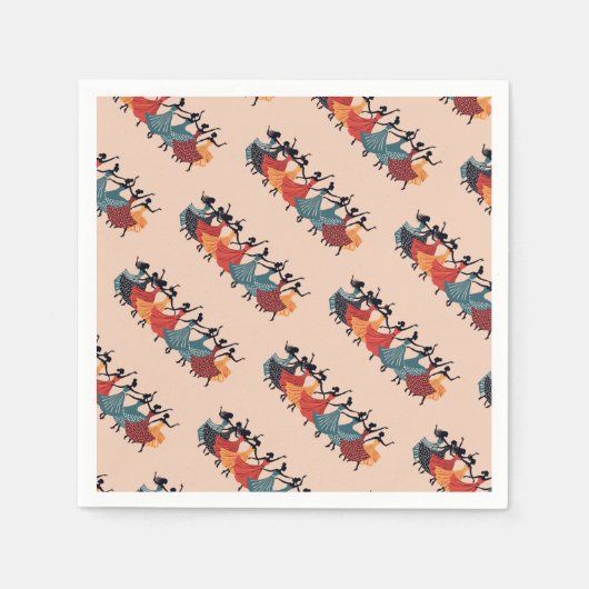 Neun Damen tanzen Stencil Retro Stil 1 Serviette (Vorderseite)